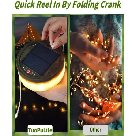 Solar camping string lights waterproof rechargeable tent lantern outdoor decor - Picture 6 of 7
